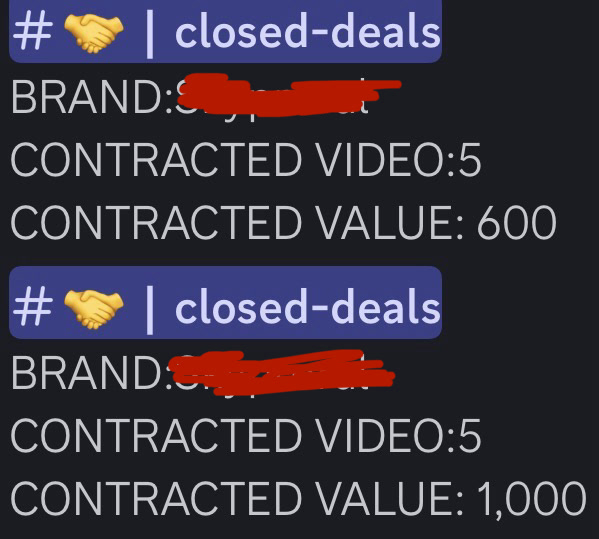Closed deal — $1,000